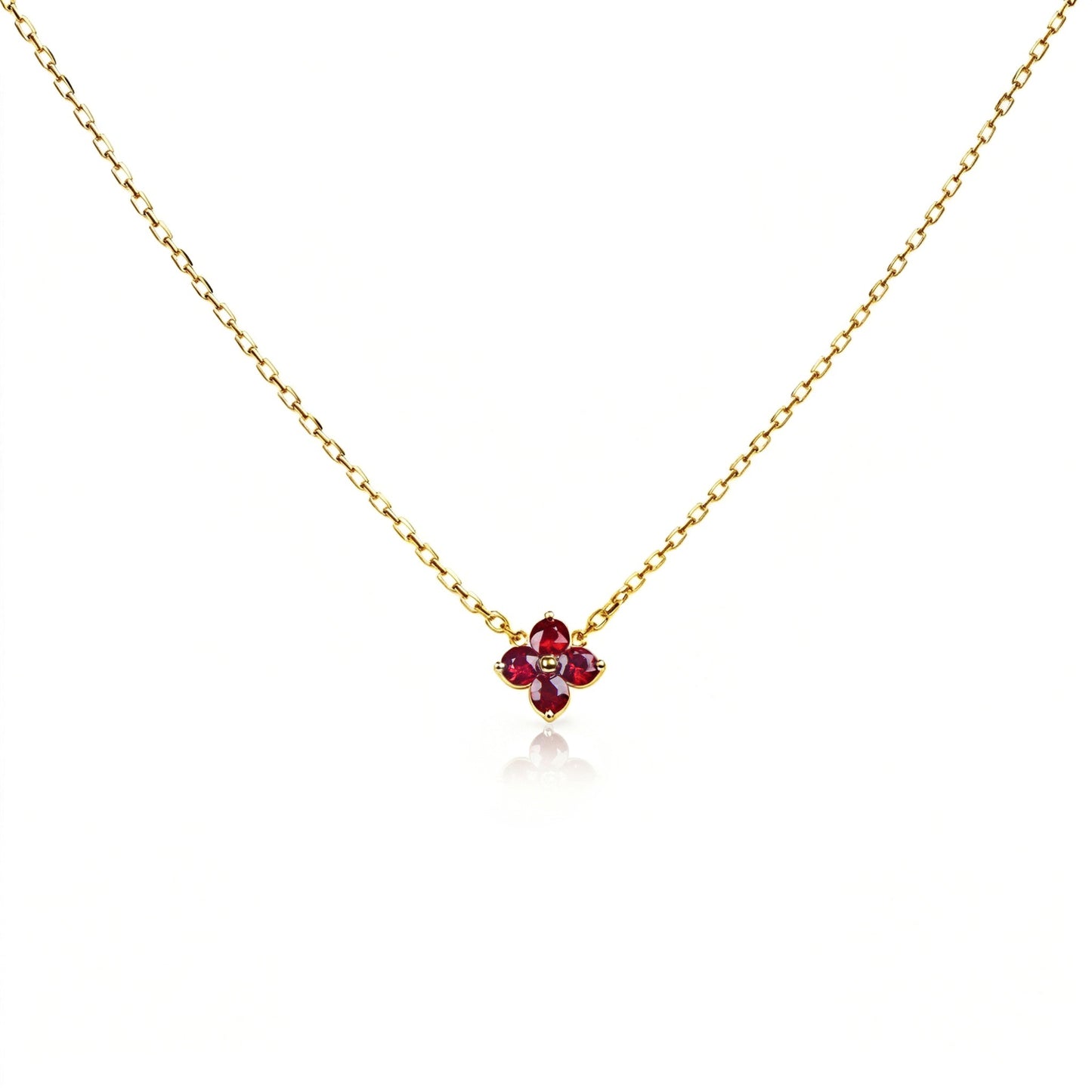 Natural 0.57 Ct. TW Ruby Clover Pendant in Yellow Gold, 14K Yellow Gold, 18K Yellow Gold