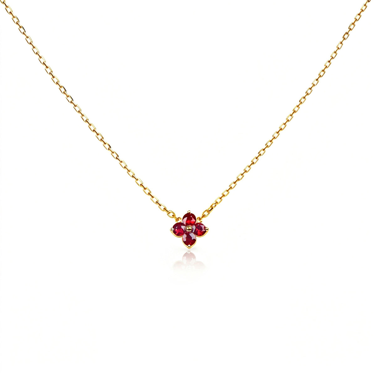 Natural 0.57 Ct. TW Ruby Clover Pendant in Yellow Gold, 14K Yellow Gold, 18K Yellow Gold