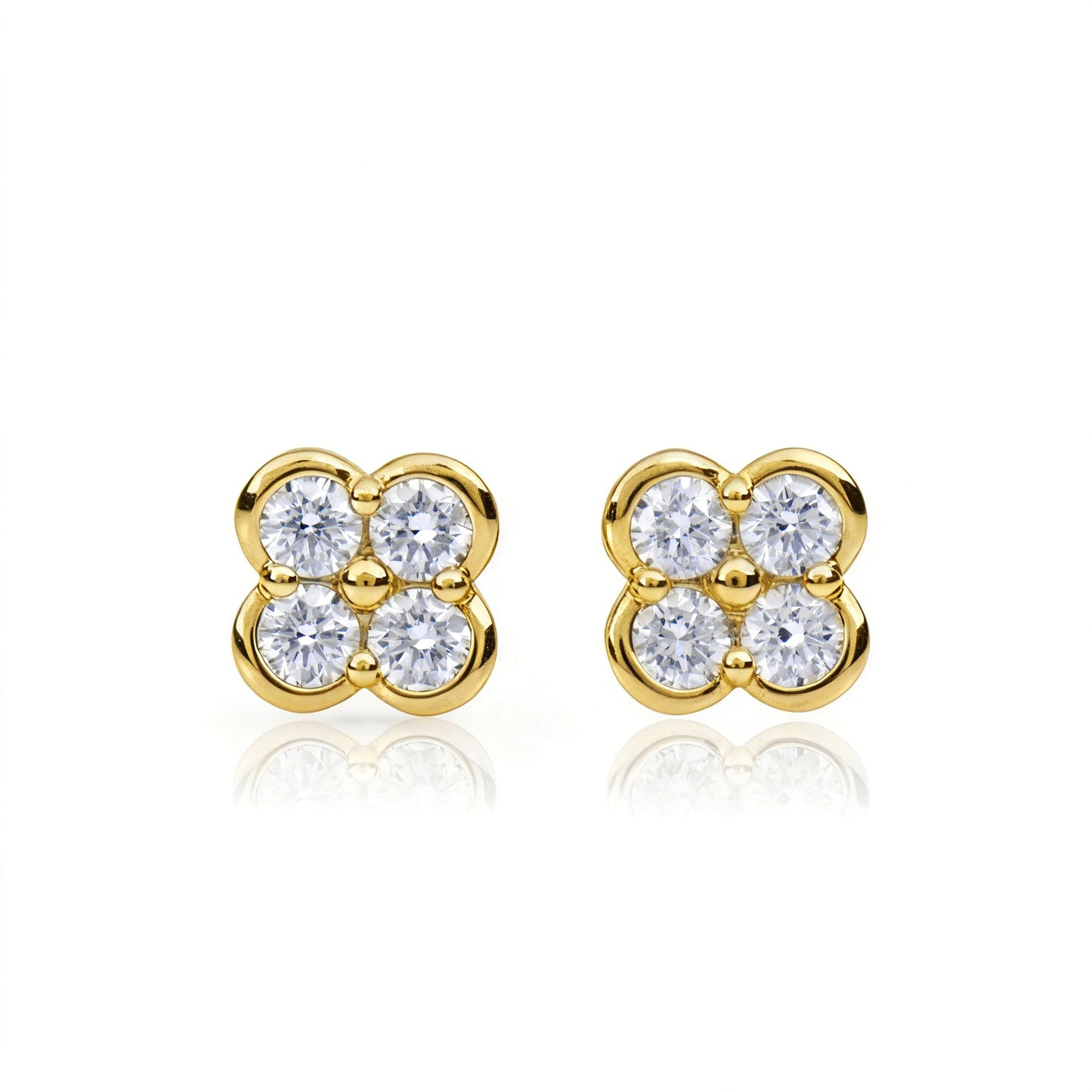Natural 0.65 Ct. TW Diamond Clover Stud Earrings in Yellow Gold , 14K Yellow Gold, 18K Yellow Gold