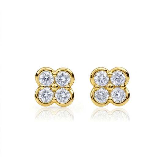 Natural 0.65 Ct. TW Diamond Clover Stud Earrings in Yellow Gold , 14K Yellow Gold, 18K Yellow Gold