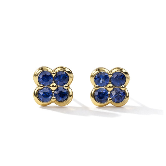 Natural 0.67 Ct. TW Sapphire Clover Stud Earrings in Yellow Gold, 14K Yellow Gold, 18K Yellow Gold