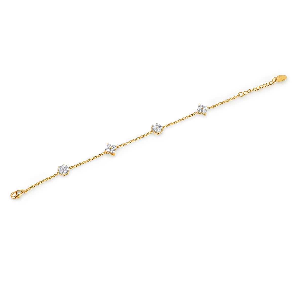 Natural 1.39 Ct. TW Diamond Clover Station Bracelet in Yellow Gold, 14K Yellow Gold, 18K Yellow Gold