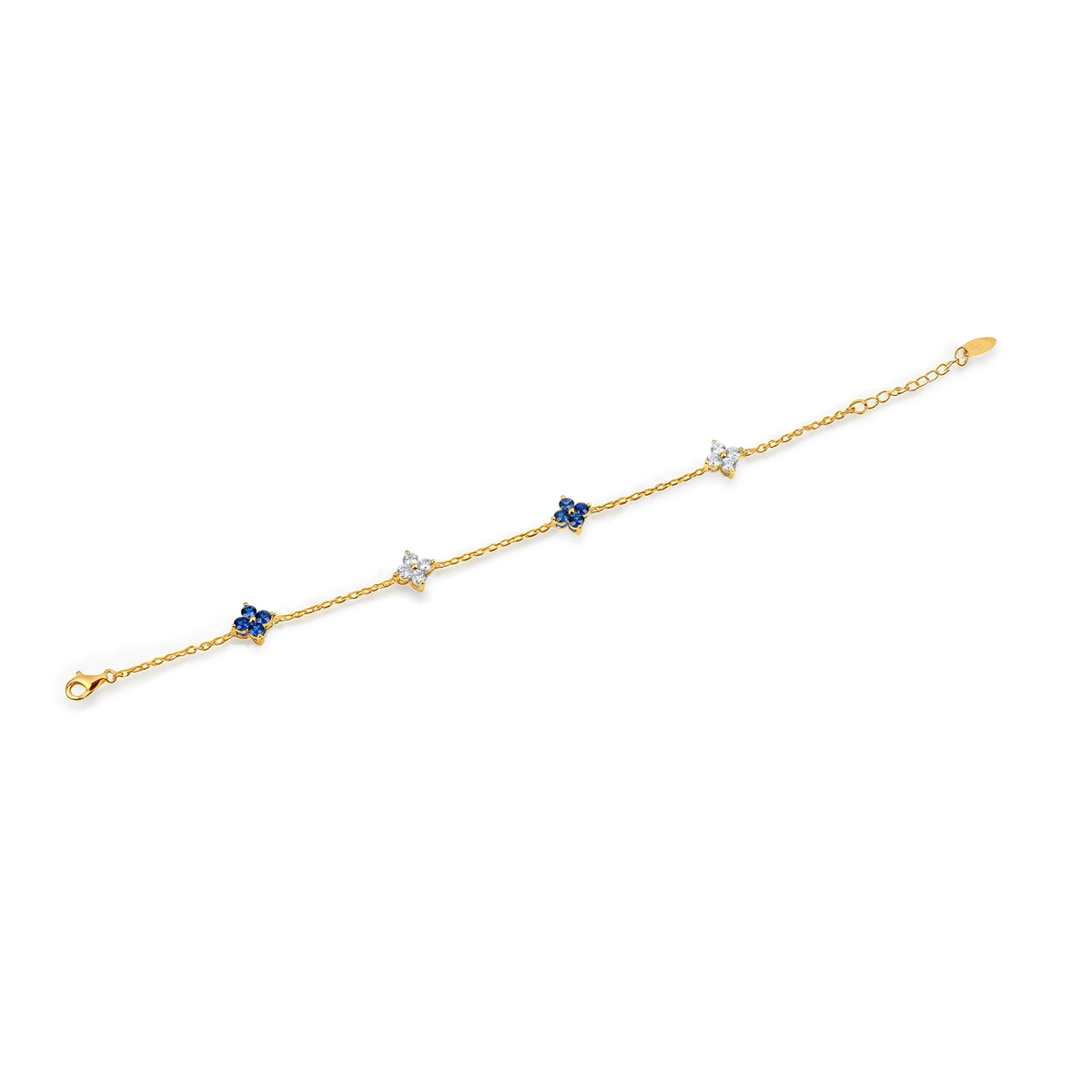 Natural 1.50 Ct. TW Sapphire & Diamond Clover Station Bracelet in Yellow Gold , 14K Yellow Gold, 18K Yellow Gold