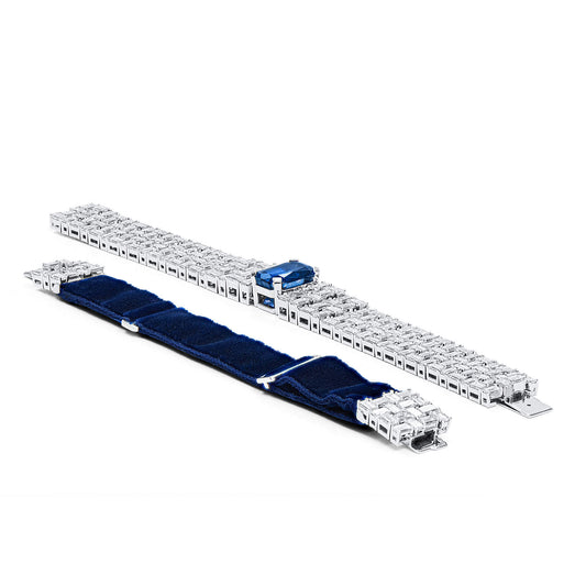 צמיד ספיר בורמה כחול טבעי, 63.89 קראט, תעודת SSEF, לא מחומם 