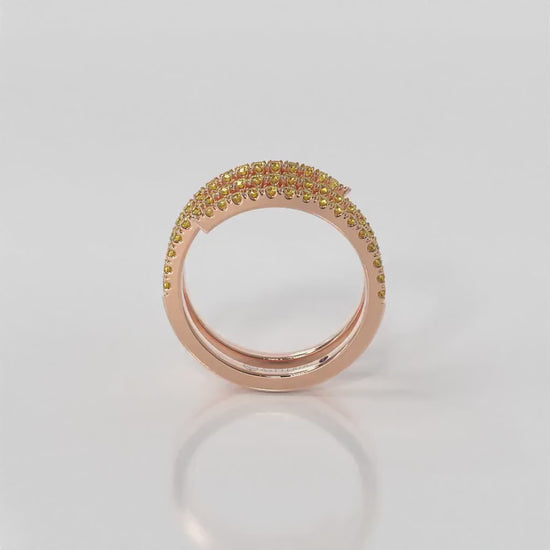Centuria™ half eternity spiral yellow diamond ring, 14K white gold, 18K white gold