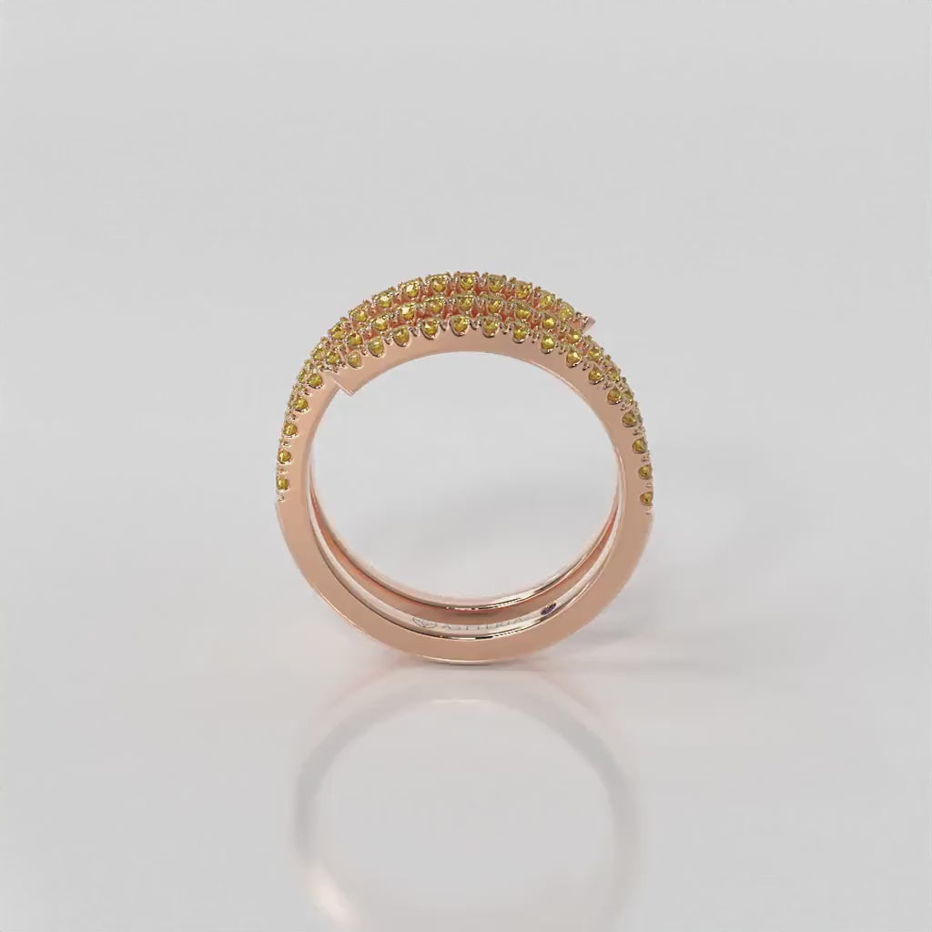 Centuria™ half eternity spiral yellow diamond ring, 14K white gold, 18K white gold