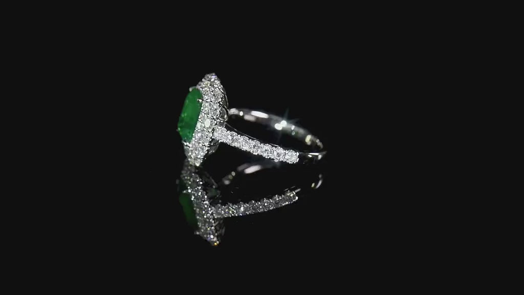Natural 2.96 Ct. TW Octagonal-Cut Colombian Emerald & Diamond Ring, 18K White Gold