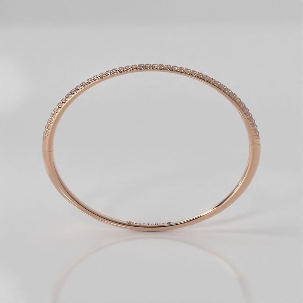 Centuria™ Bangle with Half Pavé White Diamonds, 14K rose gold, 18K rose gold