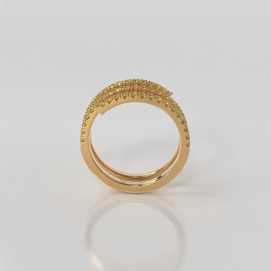 Centuria™ half eternity spiral yellow diamond ring, 14K white gold, 18K white gold