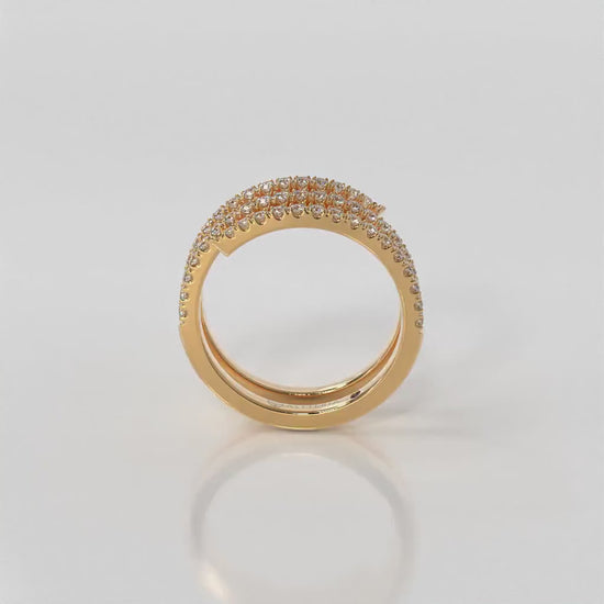 Centuria half eternity spiral diamond ring, 14K yellow gold, 18K yellow gold