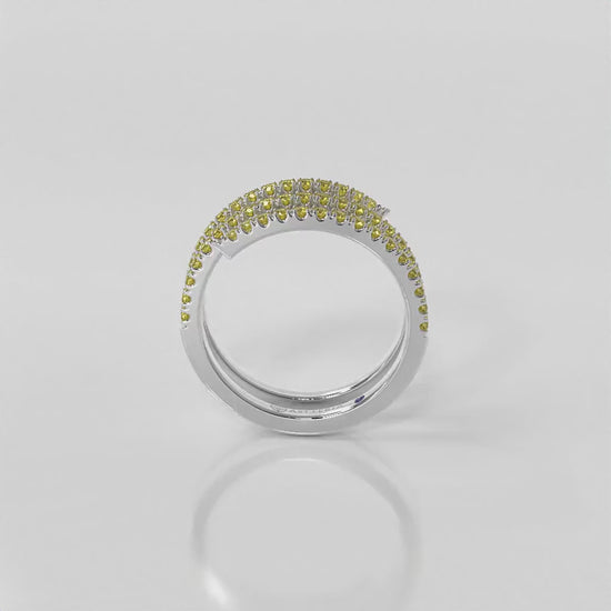 Centuria™ half eternity spiral yellow diamond ring, 14K white gold, 18K white gold