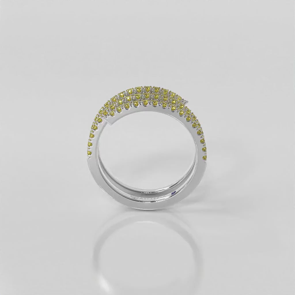 Centuria™ half eternity spiral yellow diamond ring, 14K white gold, 18K white gold